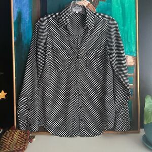 Classic Y2K Black and White Polka Dot Men's Shirt XS